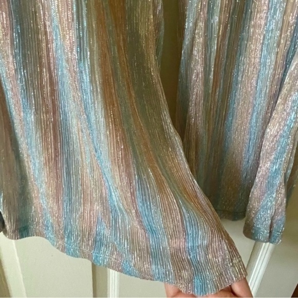 Mestiza New York Reina Trousers High Waist Wide Leg Metallic Pastel Silver M - Picture 7 of 16